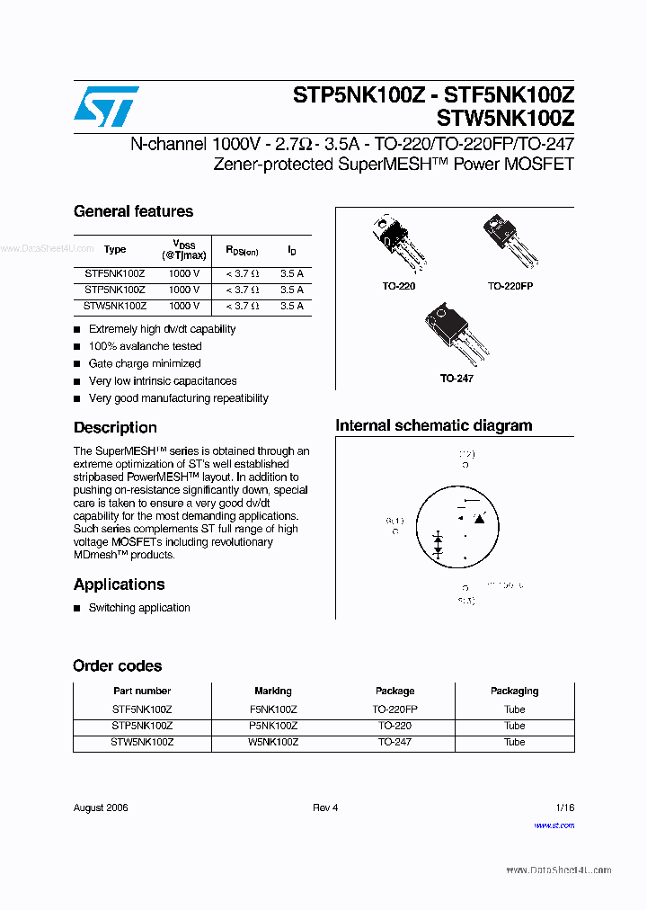 W5NK100Z_3722719.PDF Datasheet