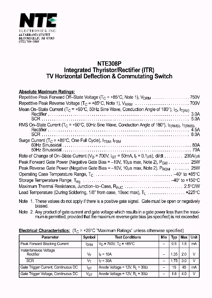 NTE308P_3724693.PDF Datasheet