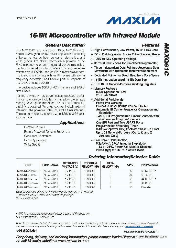 MAXQ61C_3726418.PDF Datasheet