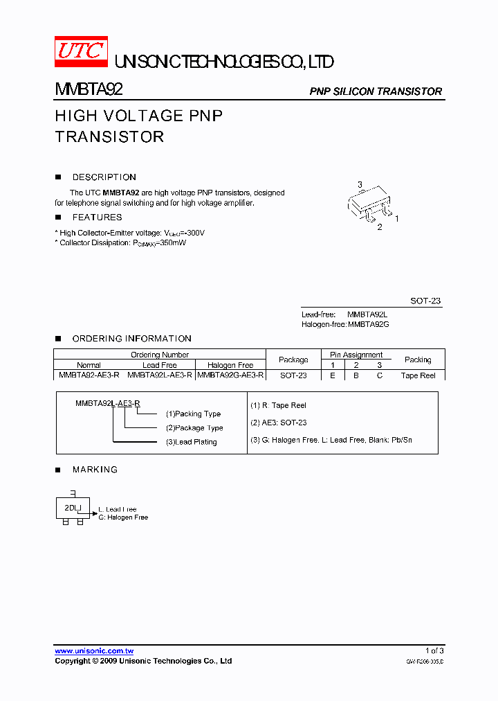 MMBTA92G-AE3-R_3800267.PDF Datasheet