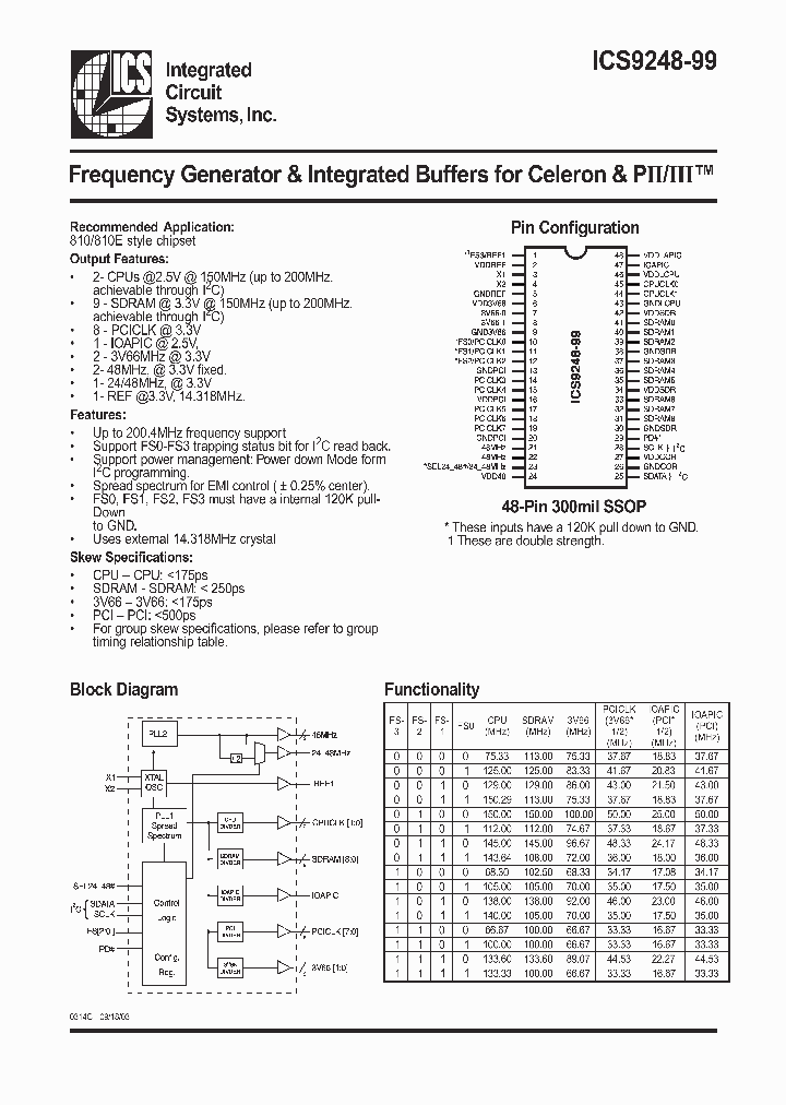 ICS9248YF-99_3749599.PDF Datasheet