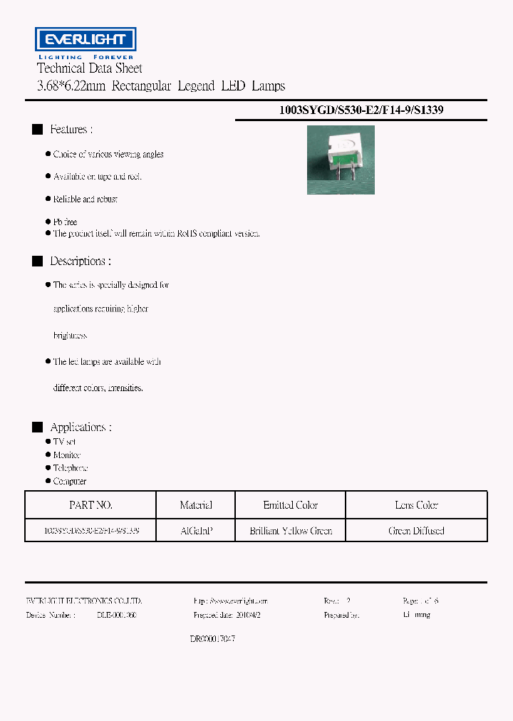 1003SYGDS530-E2F14-9S1339_3752198.PDF Datasheet