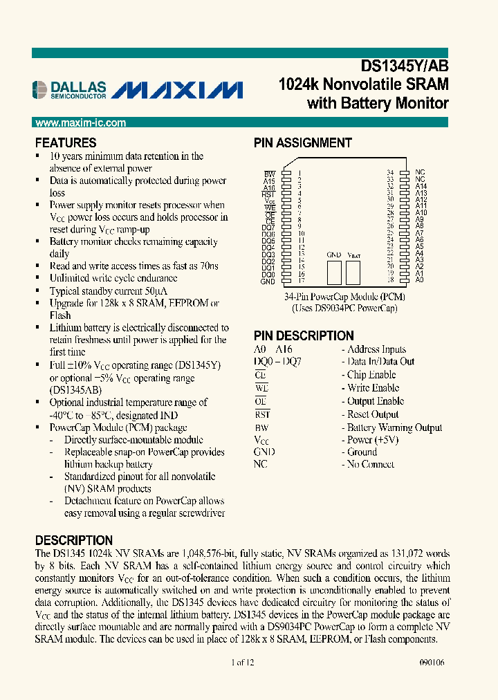 DS1345YL-70-IND_3753332.PDF Datasheet
