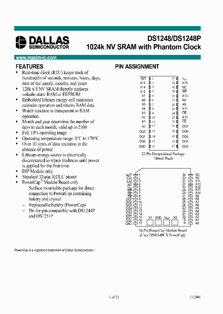 DS1248YP-70-IND_3754633.PDF Datasheet