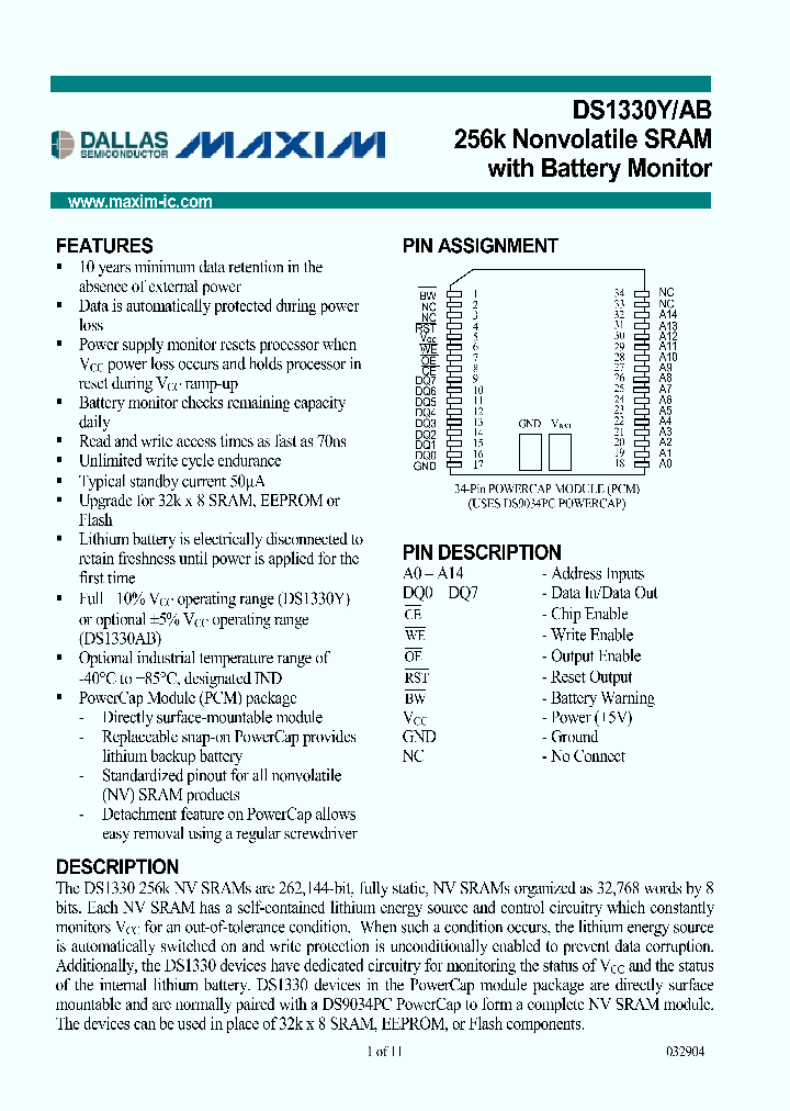 DS1330YP-70-IND_3754796.PDF Datasheet