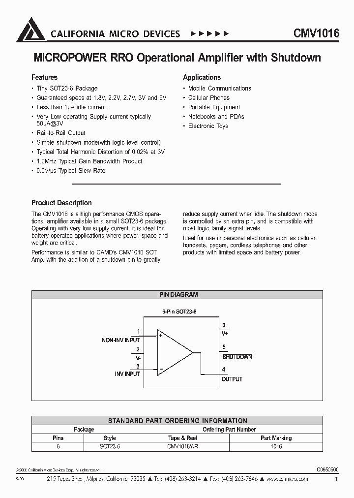 CMV1016YR_3755260.PDF Datasheet