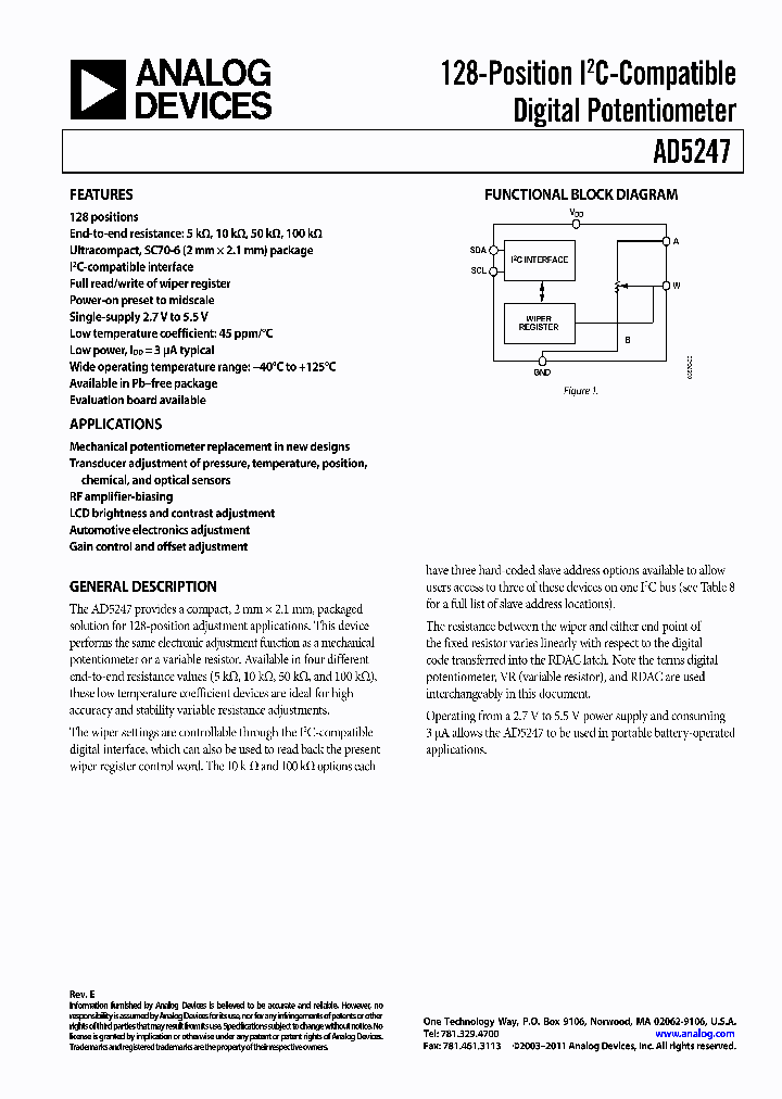 AD5247BKSZ100-1RL7_3760889.PDF Datasheet