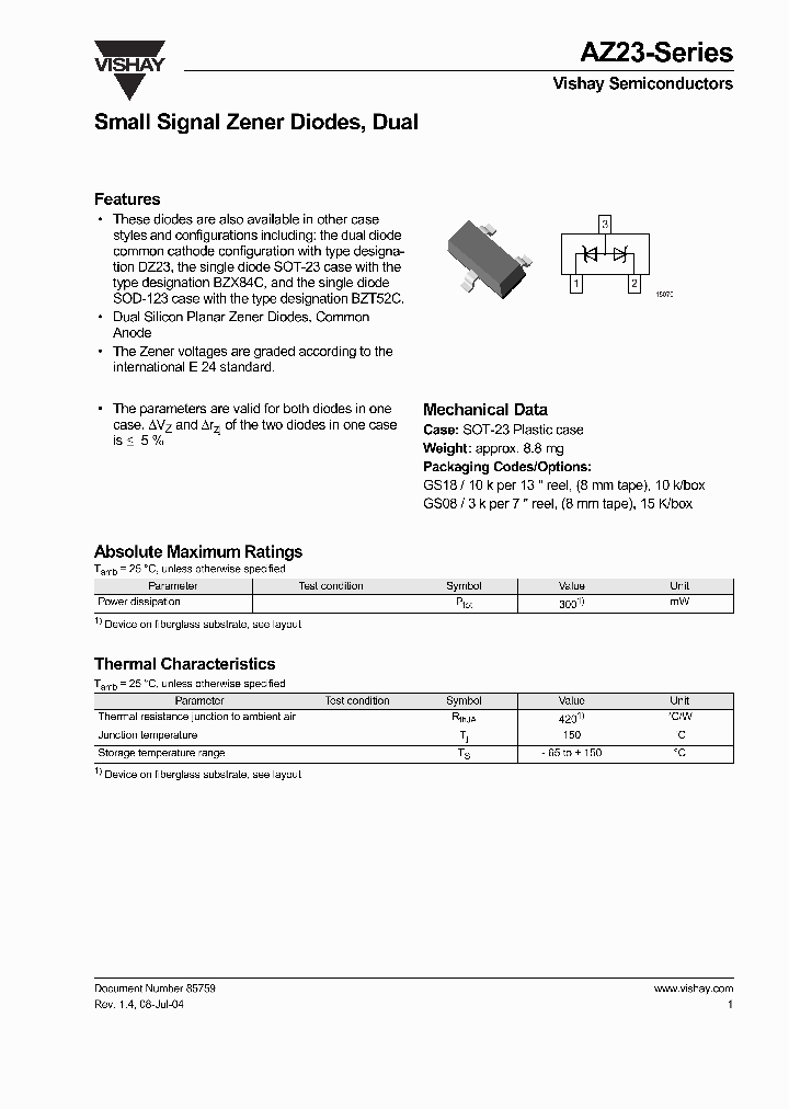 AZ23B22-GS08_3764941.PDF Datasheet