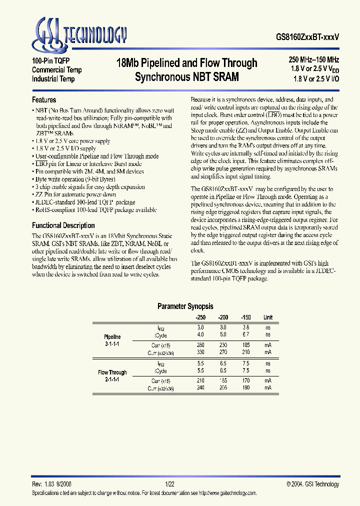 GS8160Z36BGT-250IV_3765958.PDF Datasheet