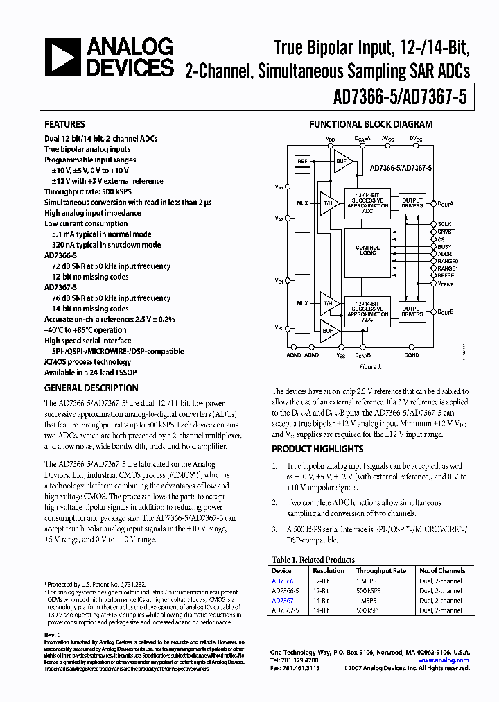 AD7367BRUZ-5-RL7_3766904.PDF Datasheet