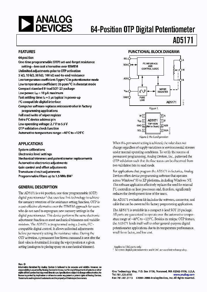 AD5171BRJZ100-R7_3767187.PDF Datasheet