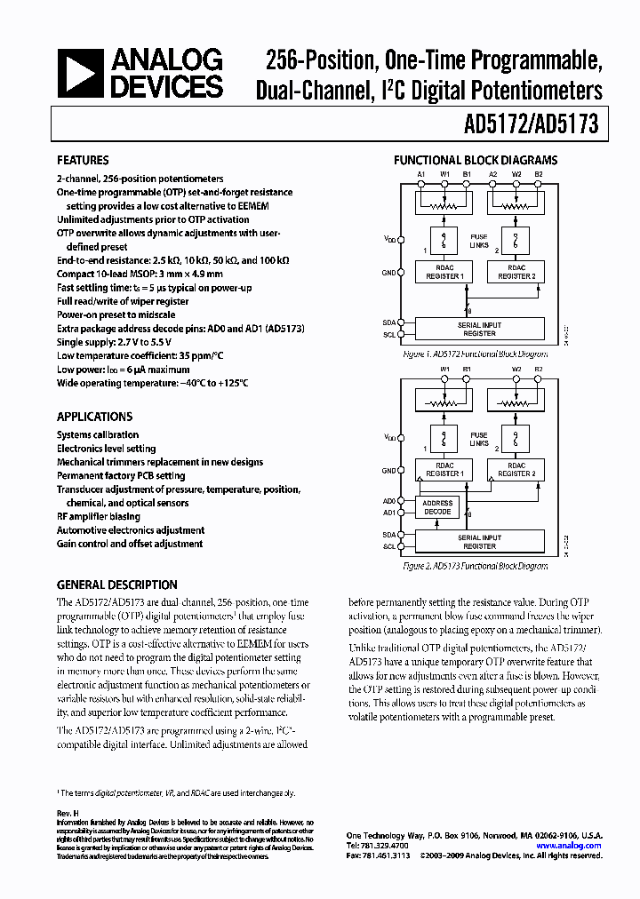 AD5172BRMZ100-RL7_3768604.PDF Datasheet