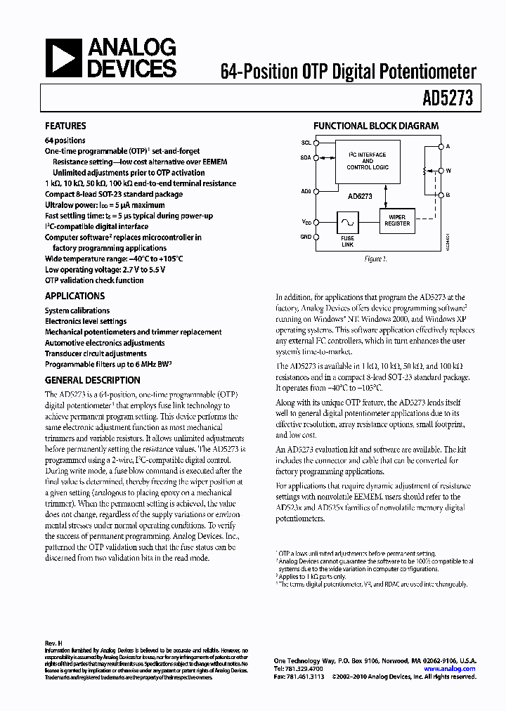 AD5273BRJZ100-R7_3770021.PDF Datasheet