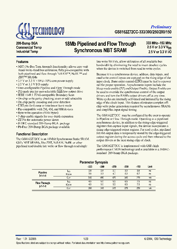 GS8162Z72CC-250_3773063.PDF Datasheet