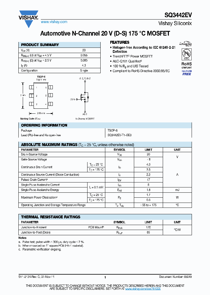 SQ3442EV-T1-GE3_3951989.PDF Datasheet