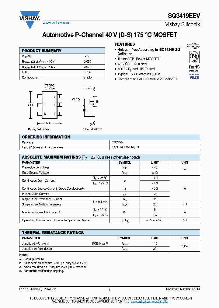 SQ3419EEV-T1-GE3_3951986.PDF Datasheet