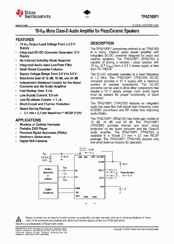 TPA2100P1YZHR_3778229.PDF Datasheet