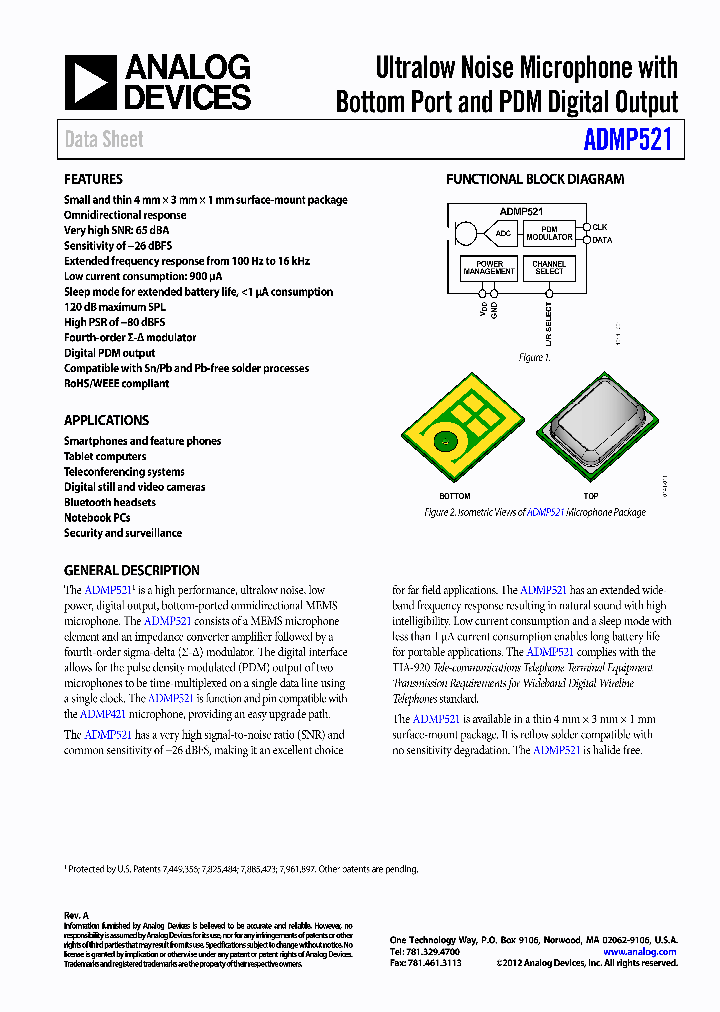 ADMP521ACEZ-RL_3976696.PDF Datasheet