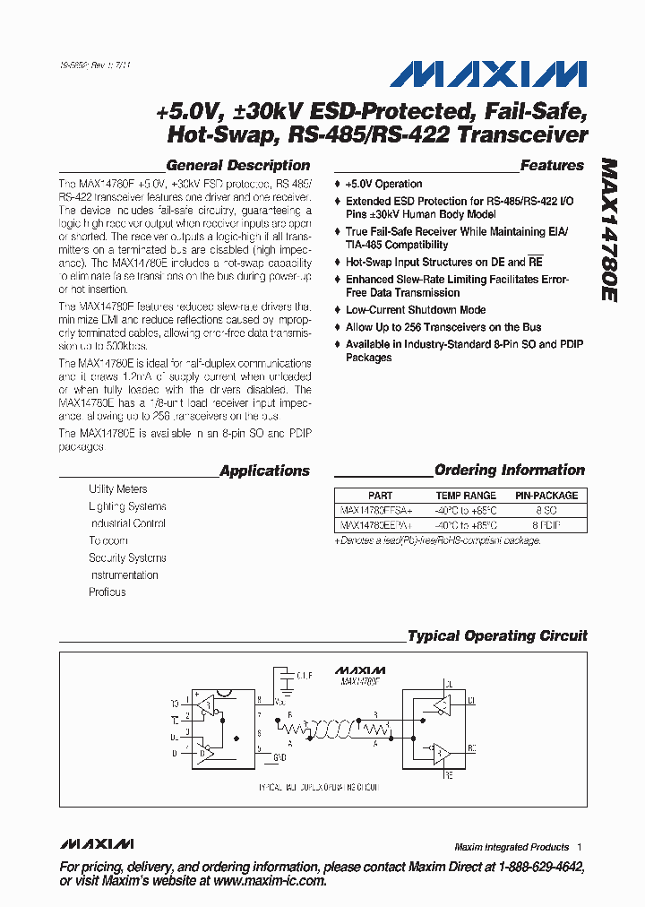 MAX14780EESA_3953852.PDF Datasheet