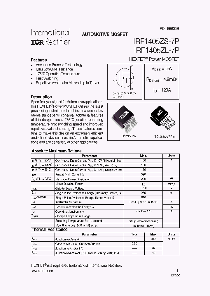 IRF1405ZL-7P_3780102.PDF Datasheet