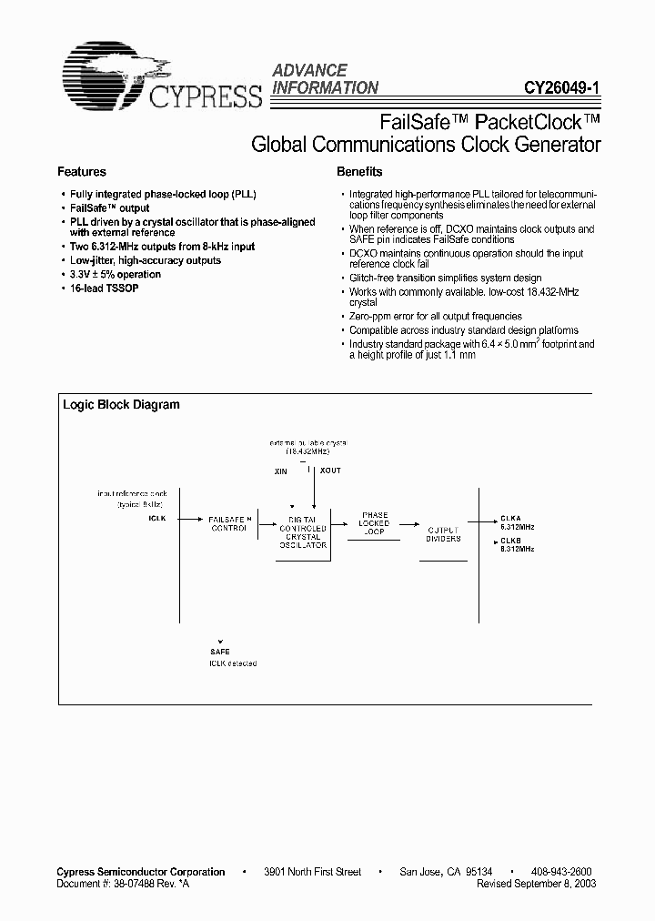 CY26049ZC-1T_3777945.PDF Datasheet