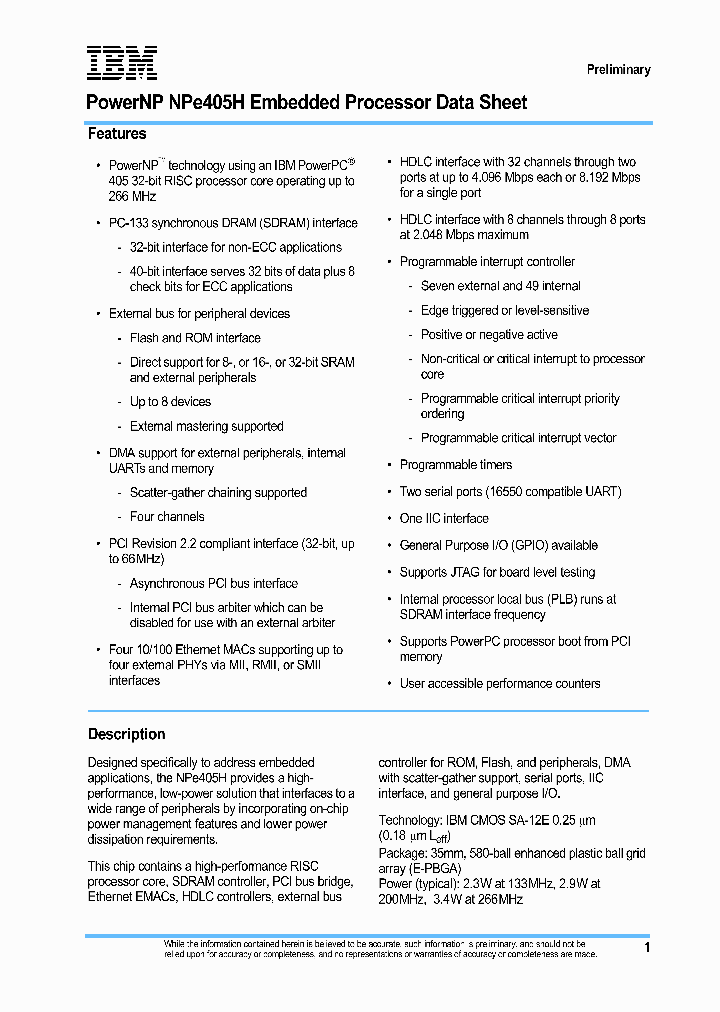 IBM25NPE405H-3BA266C_3784236.PDF Datasheet