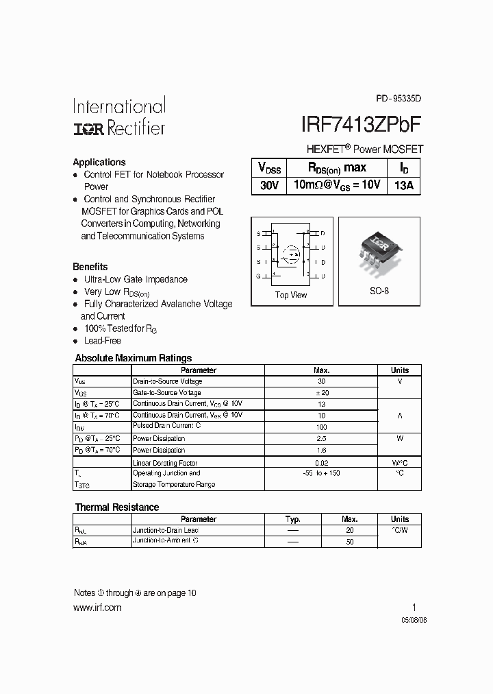 IRF7413ZPBF_3780998.PDF Datasheet