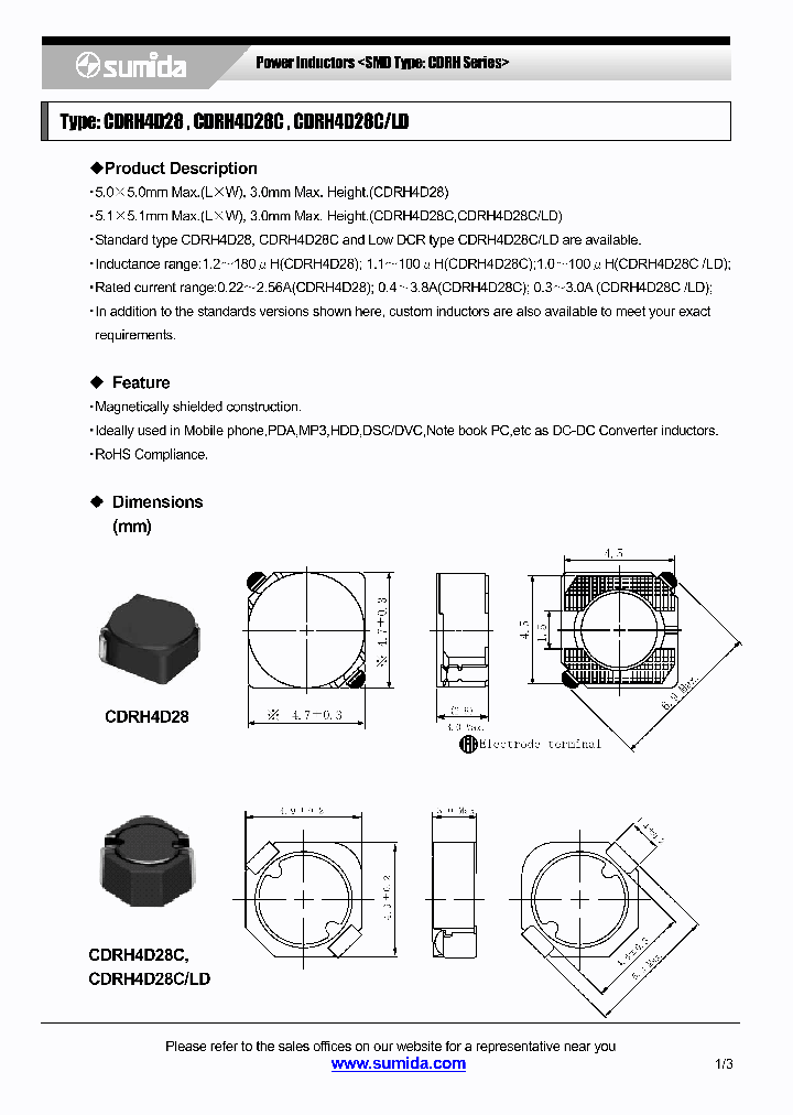 CDRH4D28NP-1R8NB_3785863.PDF Datasheet