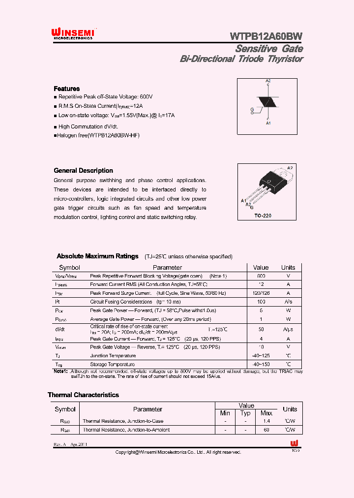 WTPB12A60BW_4030058.PDF Datasheet