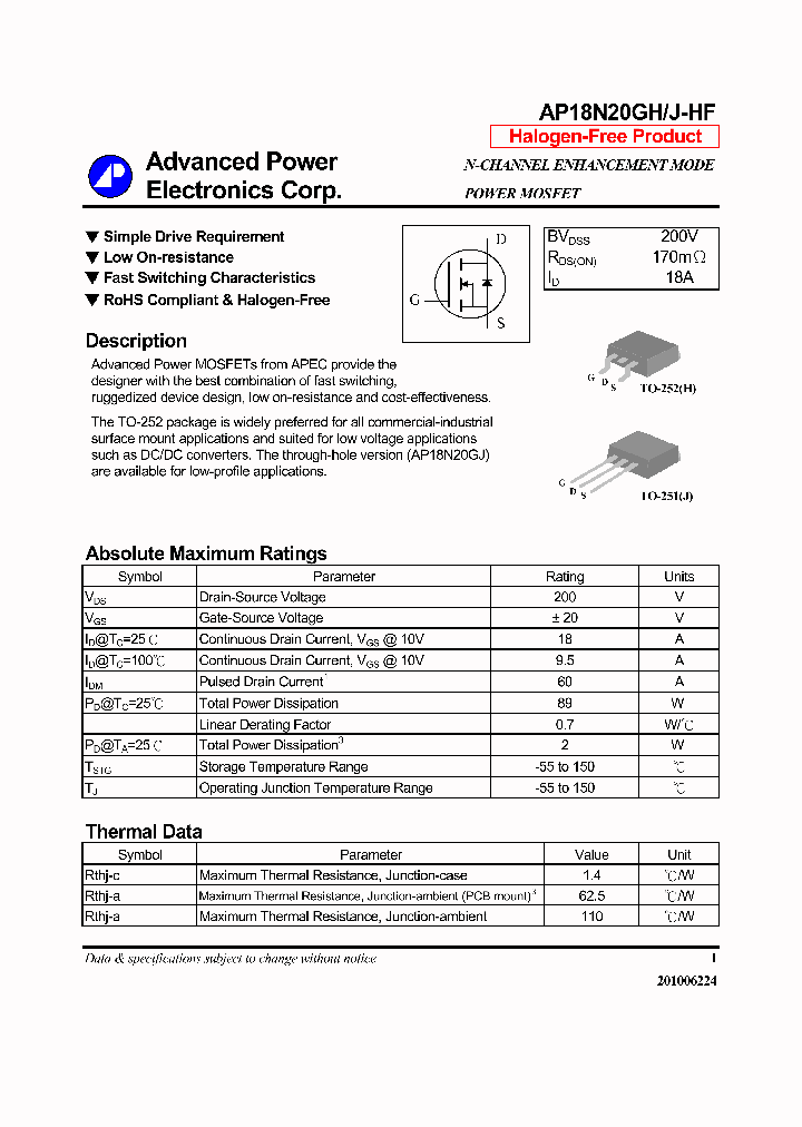 AP18N20GH-HF_3789790.PDF Datasheet