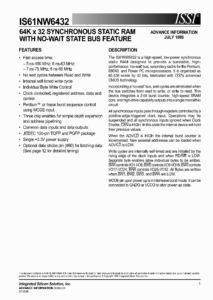 IS61NW6432-5PQ_3792737.PDF Datasheet