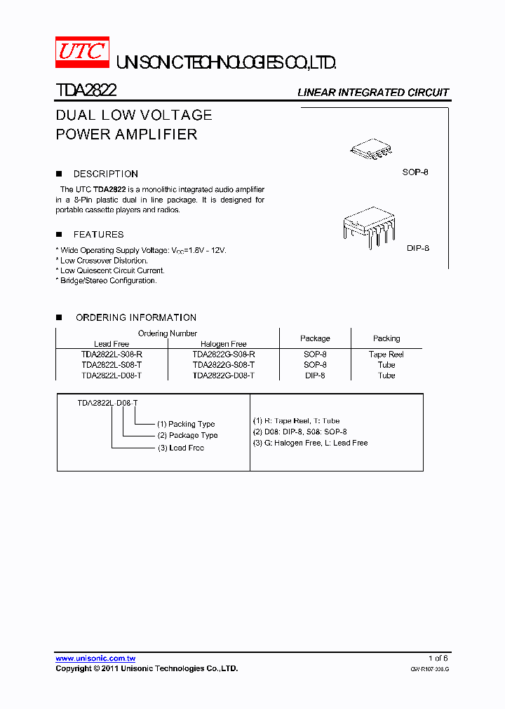 TDA2822G-D08-T_4036279.PDF Datasheet