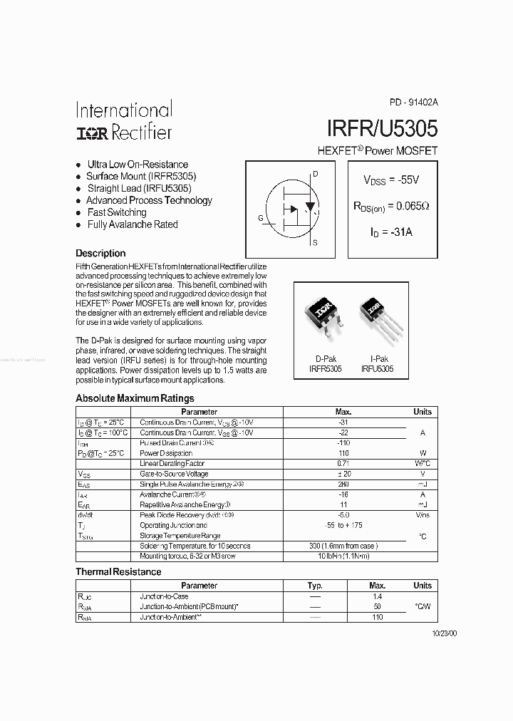 IRFR5305_4037740.PDF Datasheet