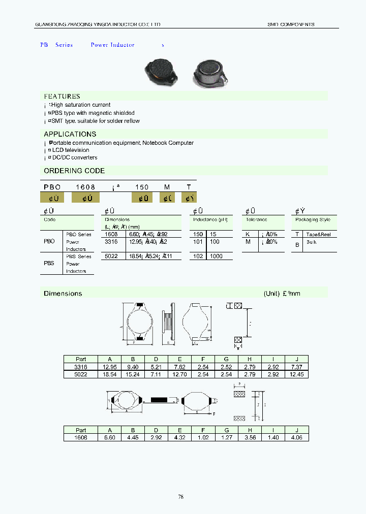PBO1608-101MT_3805030.PDF Datasheet
