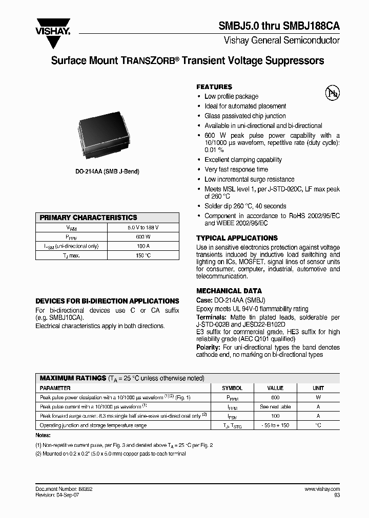 SMBJ5OCA-HE3_3809154.PDF Datasheet