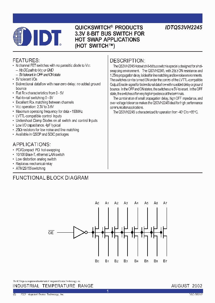 IDTQS3VH2245SO8_3813774.PDF Datasheet