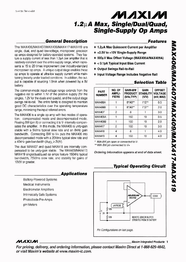 MAX406AEPA_3814288.PDF Datasheet