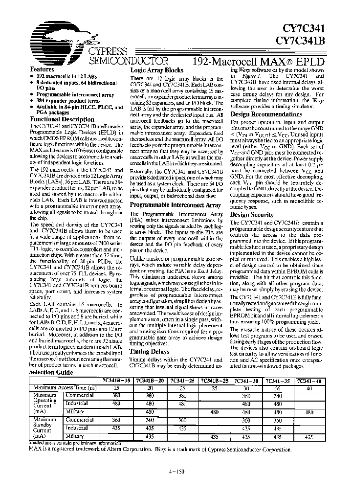 CY7C341-25GC_3815839.PDF Datasheet