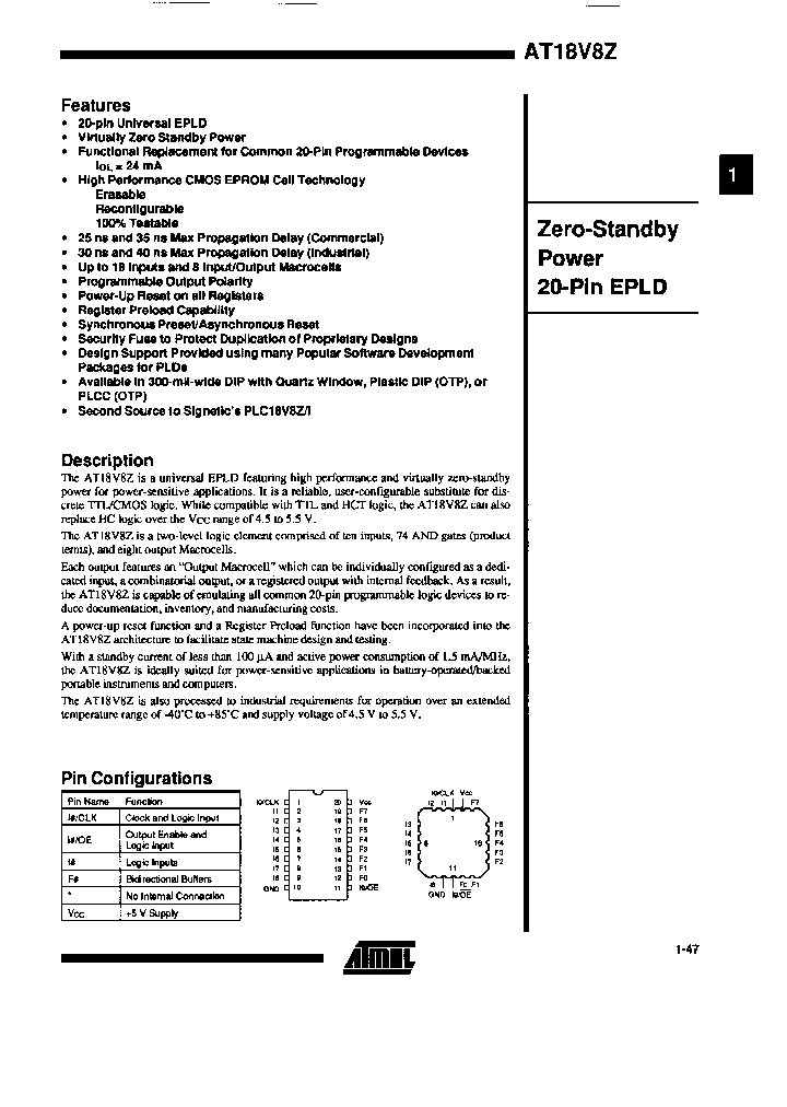 AT18V8Z-30PI_3816229.PDF Datasheet