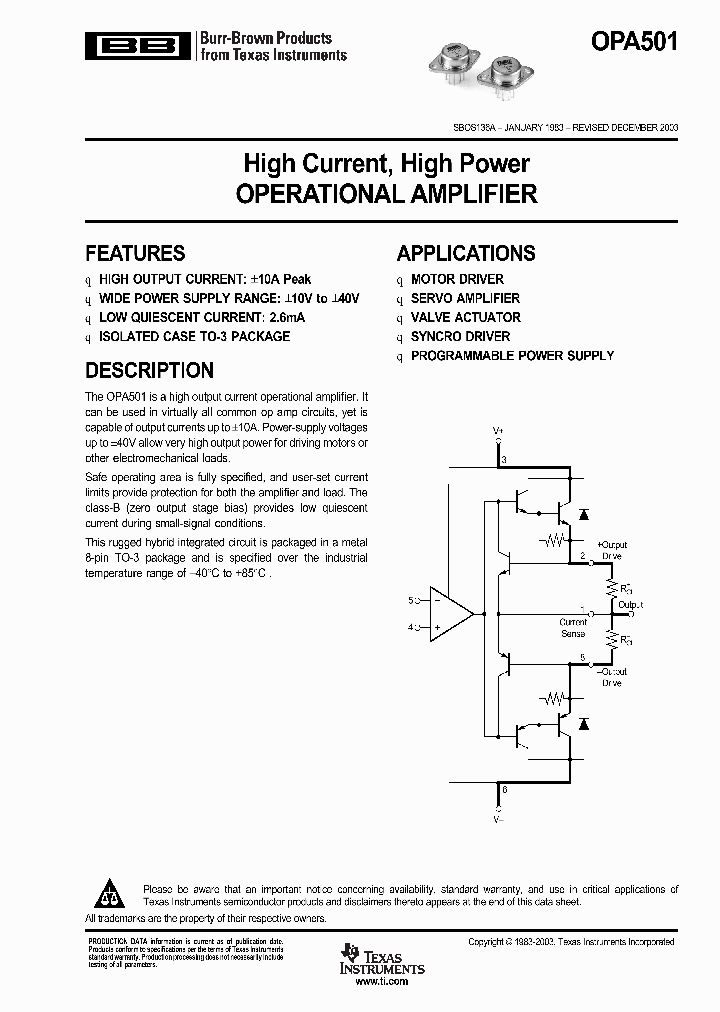 OPA501AM_3816357.PDF Datasheet