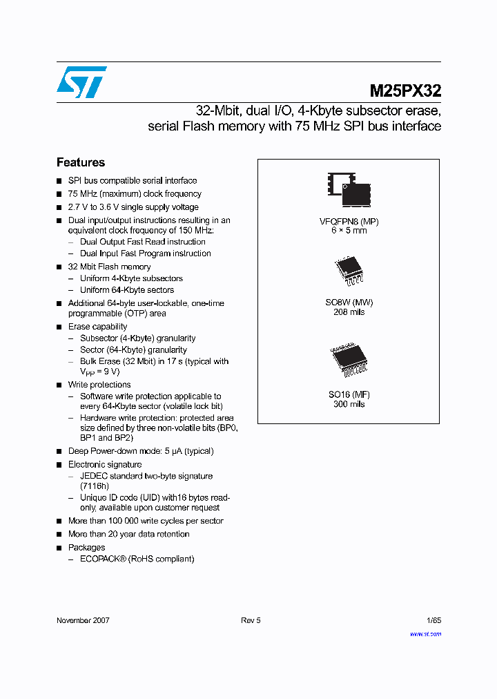 M25PX32SOVMW6F_3817542.PDF Datasheet