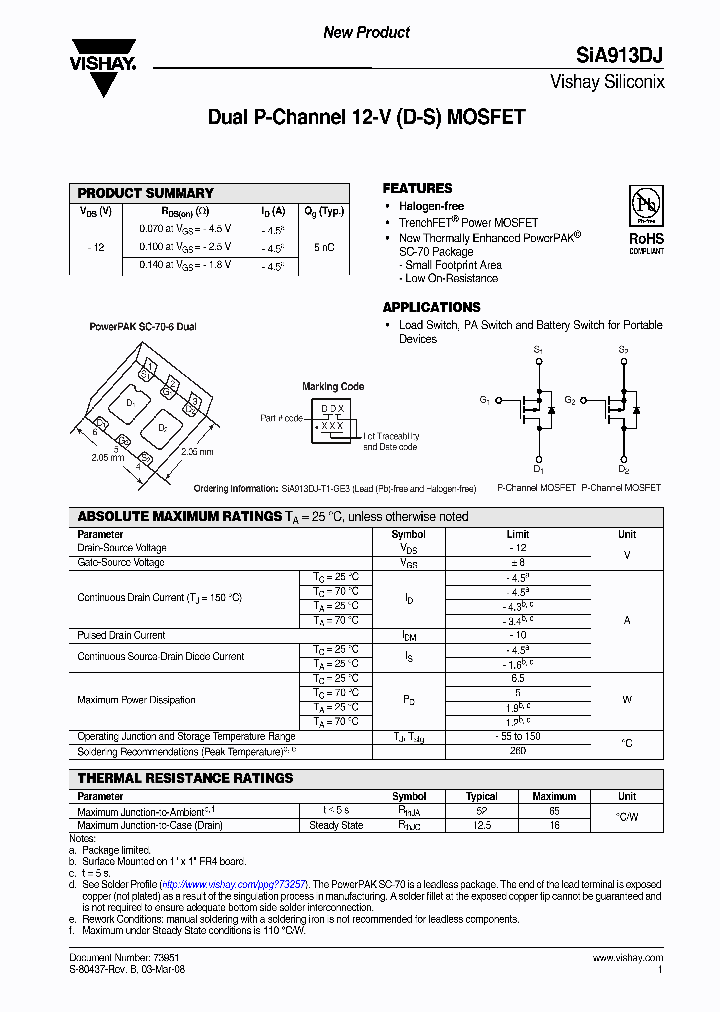 SIA913DJ-T1-GE3_3817630.PDF Datasheet