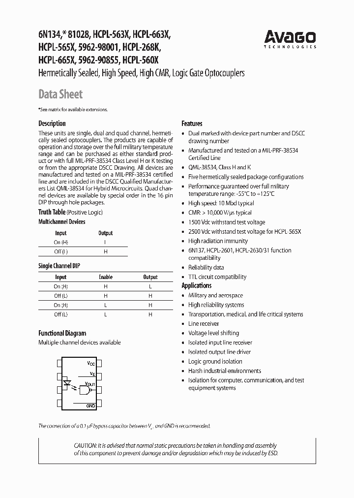 HCPL-5601OPTION100_3820567.PDF Datasheet