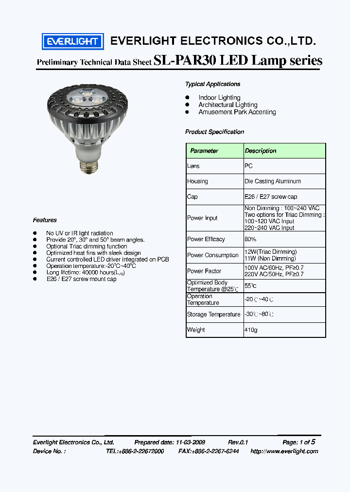 SL-PAR30BP1130E30ND26UNI_3824856.PDF Datasheet