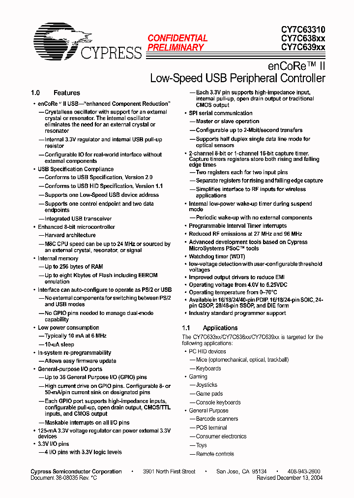 CY7C633XX_4053068.PDF Datasheet