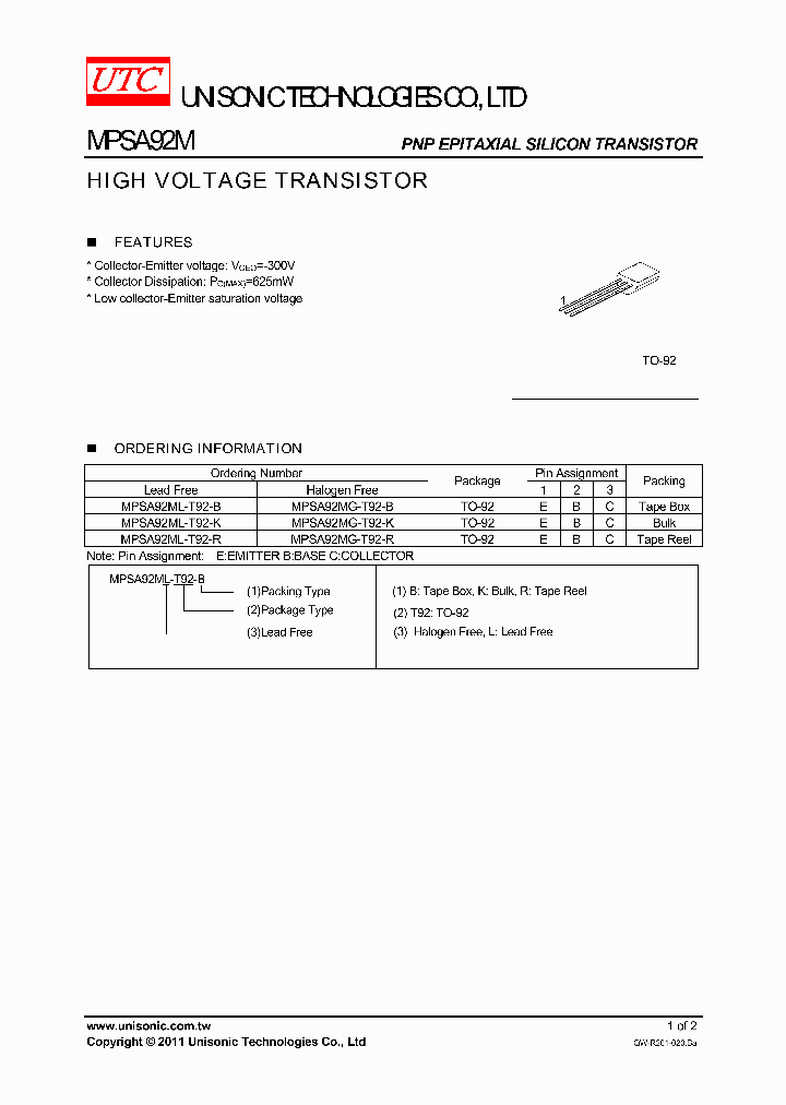 MPSA92ML-T92-K_3828820.PDF Datasheet
