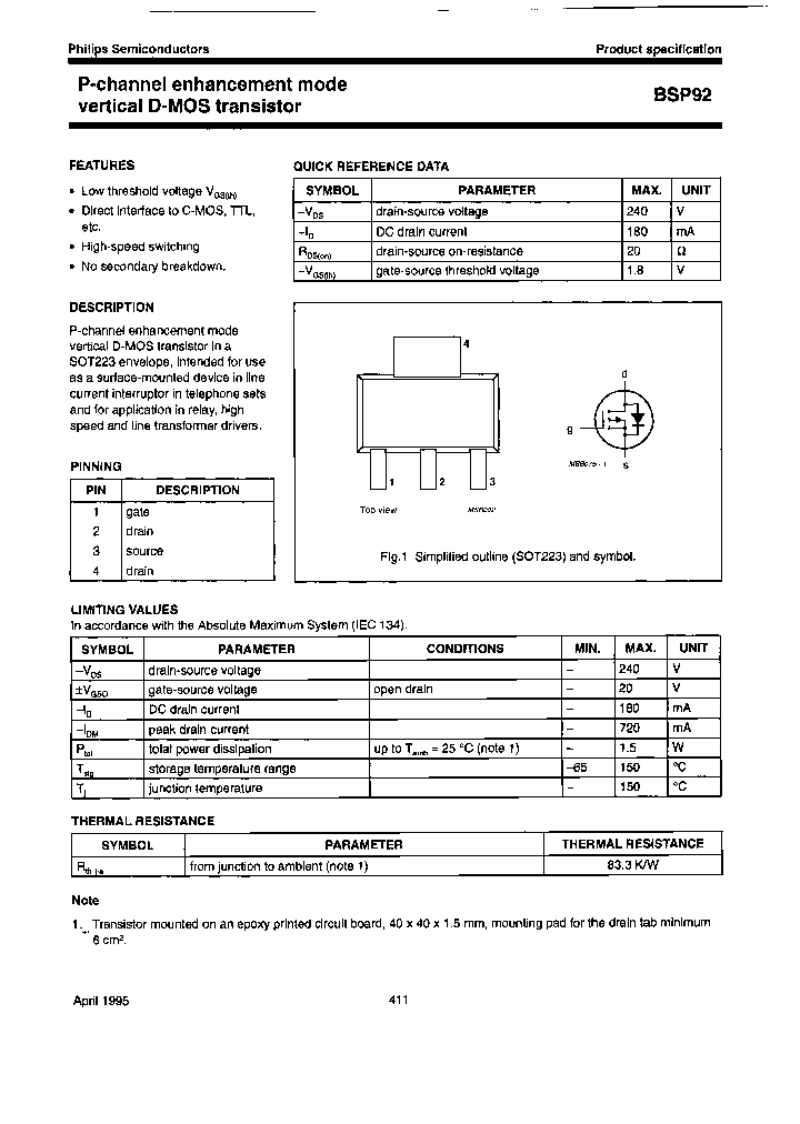 BSP92-TAPE-13_3828701.PDF Datasheet