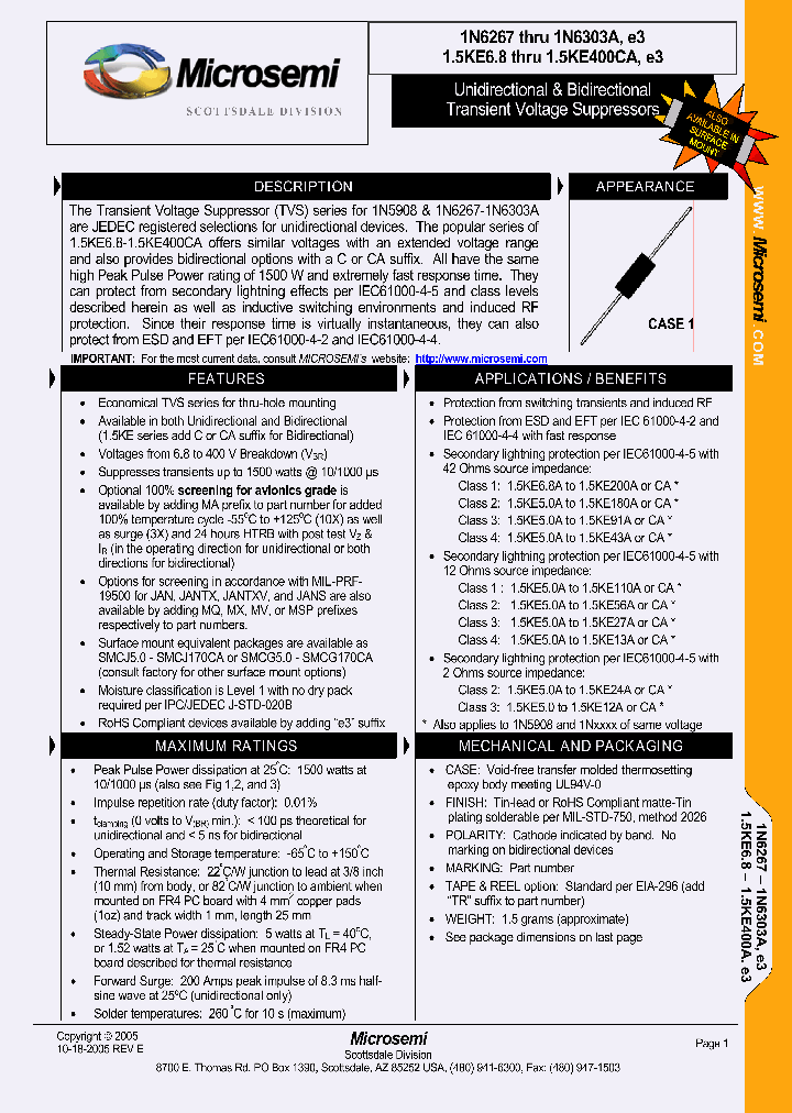 MSP15KE91CA_3829649.PDF Datasheet