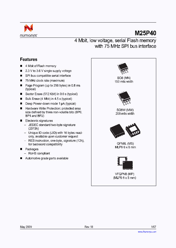 M25P40-VMP3TGBA_3833094.PDF Datasheet