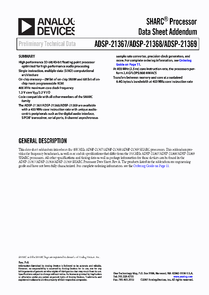 ADSP-21367KBP-3A_3833401.PDF Datasheet
